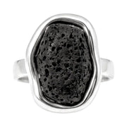 Anillo adaptable con baño de plata y lava volcánica negra