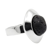 Anillo adaptable con baño de plata y lava volcánica negra plana