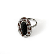 Orbit sterling silver ring with volcanic lava
