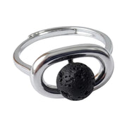 Sterling silver drop-shaped ring with volcanic lava