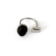 Duo sterling silver ring with volcanic lava