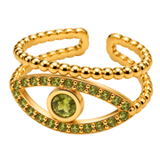 Gold-plated steel eye ring with peridot