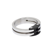 Black steel and silver ring
