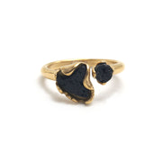 Anillo acero baño oro lava
