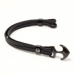 Load image into Gallery viewer, Black anchor bracelet brown leather