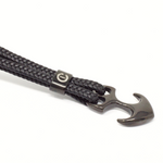 Load image into Gallery viewer, Black anchor bracelet brown leather