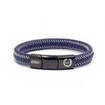 Load image into Gallery viewer, Wide blue brown leather bracelet
