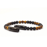 Load image into Gallery viewer, Lava and tiger eye double clasp bracelet