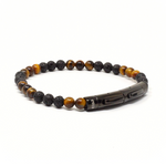 Load image into Gallery viewer, Lava and tiger eye double clasp bracelet