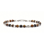 Load image into Gallery viewer, 316L Steel Bracelet with Lava and Tiger's Eye
