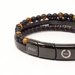 Load image into Gallery viewer, Triple lava and brown leather bracelet