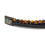 Load image into Gallery viewer, Men's triple tiger's eye, lava and blue bead bracelet, detail