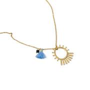 Lava blue gold plated steel pendant