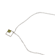 Peridot silver pendant set in rhombus