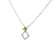 Sterling silver pendant with peridot in a rhombus shape