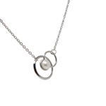 Load image into Gallery viewer, Silver double pearl circle pendant