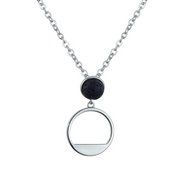 Colgante con piedra de lava volcánica negra y aro pulido