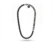 Men's lacquered steel pendant with volcanic lava