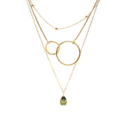 Colgante acero baño oro olivina triple