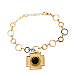 Load image into Gallery viewer, Lava cross gold plated steel bracelet