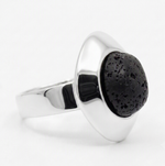 Load image into Gallery viewer, Silver plated ring adaptable flat black lava