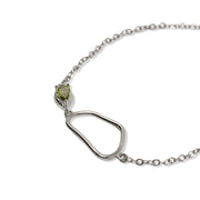 Silver Bracelet with Crimped Peridot