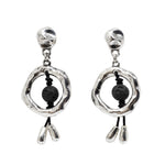 Load image into Gallery viewer, Two circle lava earring