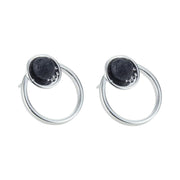 Pendientes de plata con doble círculo de lava volcánica