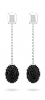 Sterling silver duo earrings with volcanic lava