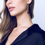 Load image into Gallery viewer, Olivine and lava gold plated steel earrings