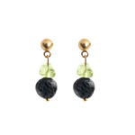 Load image into Gallery viewer, Gold-plated steel earrings with peridot and volcanic lava