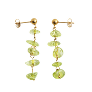Pendientes acero baño oro chips olivina