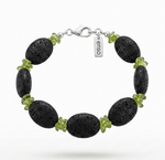 Load image into Gallery viewer, Pulsera con piedras de lava y olivina