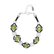 Matching peridot and leather bracelet