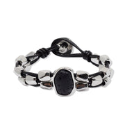 Pulsera de cuero y lava volcánica