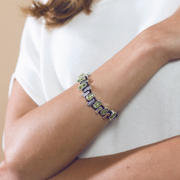 Double peridot and leather bracelet, another view