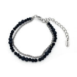 Load image into Gallery viewer, Pulsera lava cristal negro cadena acero doble