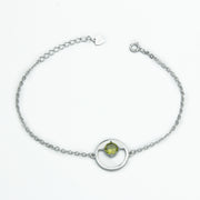 Sterling silver peridot circle bracelet