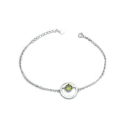 Pulsera de plata con doble círculo de olivina