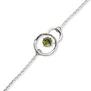 Pulsera de plata con doble círculo de olivina, otra vista