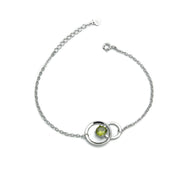 Pulsera de plata con doble círculo de olivina