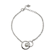 Pulsera de plata con doble círculo y perla