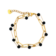 Gold-plated steel double lava bracelet
