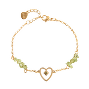 Gold-plated steel peridot heart bracelet