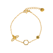 Gold-plated steel hexagon peridot bracelet