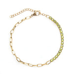 Load image into Gallery viewer, Pulsera acero baño oro olivinas talladas