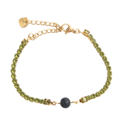 Pulsera acero baño oro lava y olivinas