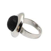 Anillo baño plata adaptable lava negra plana