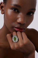 Load image into Gallery viewer, Oval peridot elastic ring