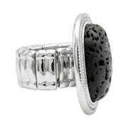 Anillo elástico con lava volcánica negra, otra vista